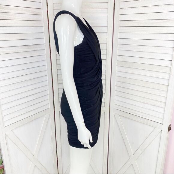 Vintage Fredricks Of Hollywood Ruched Bodycon Mini Dress Black Small - Picture 4 of 10